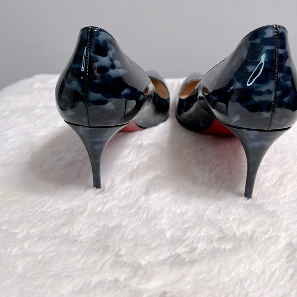 Christian Louboutin Decollete Blue Patent Leather Tortoise Print Pump size 37.5 - Picture 4 of 12